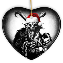 Carregar imagem no visualizador da galeria, Horrifying Krampus With Santa Hat Ceramic Ornament, Keepsake For Unique Halloween Tree Christmas Decor
