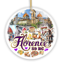Carregar imagem no visualizador da galeria, Illustrated Scenery of Florence City Ceramic Ornament, Italy Travel Souvenir and Christmas Gift
