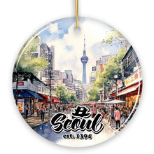 Carregar imagem no visualizador da galeria, Illustrated Seoul South Korea Ceramic Ornament, Souvenir and Christmas Keepsake
