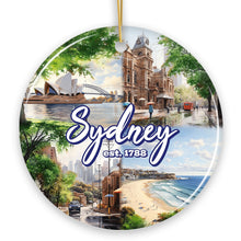 Carregar imagem no visualizador da galeria, Illustrated Sydney Australia Ceramic Ornament, Travel Souvenir and Christmas Gift
