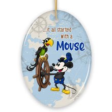 Carregar imagem no visualizador da galeria, It All Started With a Mouse Quote Ornament, Inspiring Steamboat Willie Christmas Gift
