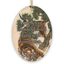 Carregar imagem no visualizador da galeria, Lao Tzu Inspirational Journey Quote Ceramic Ornament, Enlightening Gift And Decor
