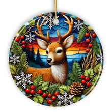 Carregar imagem no visualizador da galeria, Majestic Winter Deer in Holly Branches Ornament, Enchanting Holiday Wonderland for Christmas Tree Decor
