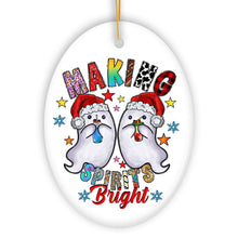 Carregar imagem no visualizador da galeria, Making Spirits Bright Cute Ghost Duet Christmas Ornament, Ceramic Tree Decoration
