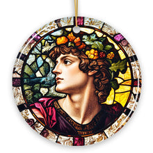 Carregar imagem no visualizador da galeria, Masculine Beauty in Renaissance Italy Stained Glass Themed Christmas Ornament, Artistic Medieval Gift

