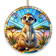 Carregar imagem no visualizador da galeria, Meerkat Marvels Stained Glass Style Ceramic Ornament, Safari Animals Christmas Gift and Decor
