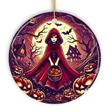 Carregar imagem no visualizador da galeria, Mysterious Red Riding Hood in the Woods Ornament, Spooky Halloween Tree Decor
