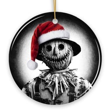 Carregar imagem no visualizador da galeria, Nightmarish Scarecrow with Santa Hat Ornament, Gift For Unique Halloween Tree Christmas Decor
