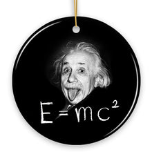 Carregar imagem no visualizador da galeria, Physics Genius Albert Einstein Ceramic Ornament, Famous Equation E=mc² Keepsake and Decor
