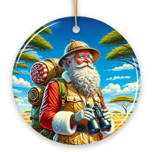 Carregar imagem no visualizador da galeria, Santa Claus on a Safari Adventure Ornament, Christmas Gift and Decor for Explorers
