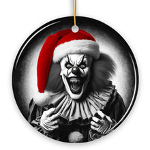 Carregar imagem no visualizador da galeria, Sinister Santa Clown Ceramic Ornament, Eerie Christmas Decoration for Halloween Tree
