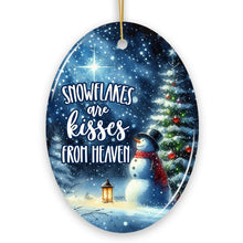 Load image into Gallery viewer, Snowflakes are Kisses from Heaven Christmas Ornament, Snowman in Magical Night Remembrance Gift
