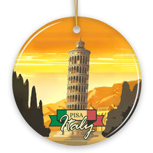 Load image into Gallery viewer, Sunset in Pisa Italy Vintage Art Souvenir Ceramic Christmas Ornament
