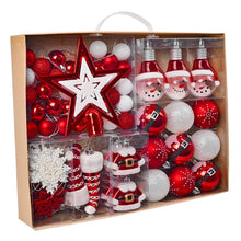 Load image into Gallery viewer, Super Santa Christmas Ornament Mega Bundle Set, Red and White Baubles, Snowman, Suit, Belt, and Snowflakes
