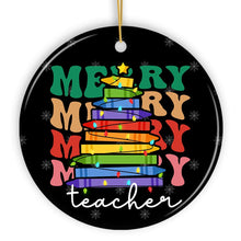 Carregar imagem no visualizador da galeria, Teacher's Colorful Crayon Christmas Tree Ornament, Fun and Festive Educator Gift
