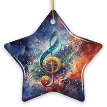 Carregar imagem no visualizador da galeria, Treble G-Clef Cosmic Melodic Symphony Ornament, Festive Holiday Decor, Musician Souvenir
