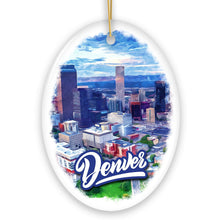Carregar imagem no visualizador da galeria, Vibrant Watercolor Art Denver Ornament, Colorado Souvenir
