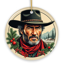 Carregar imagem no visualizador da galeria, Wild West Gritty Holiday Christmas Ornament, Vintage Western Legend Clint Eastwood Gift
