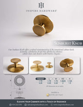 Load image into Gallery viewer, Sunburst, Solid Brass Cabinet Knobs
