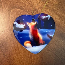 Load image into Gallery viewer, Fox in Snow Forest Ornament, Majestic Illustration Fairytale, Anime Nature
