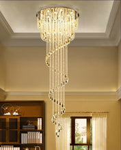 Cargar imagen en el visor de la galería, Double Spiral Staircase Crystal Chandelier for Loft, Restaurant, Hotel, Hall, Stairwell D31.5*H78.7&quot; / warm light (3000K)
