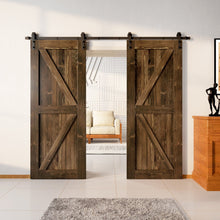 Load image into Gallery viewer, Finished &amp; Unassembled Double Barn Door with Non-Bypass Installation Hardware Kit (Arrow Design)
