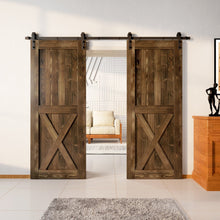 Load image into Gallery viewer, Finished &amp; Unassembled Double Barn Door with Non-Bypass Installation Hardware Kit (Single X Design)
