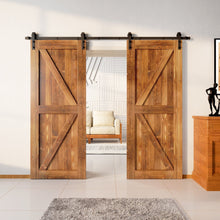 Load image into Gallery viewer, Finished &amp; Unassembled Double Barn Door with Non-Bypass Installation Hardware Kit (Arrow Design)
