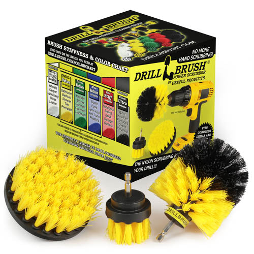 Original, 4in, & 2in Yellow Brushes - Medium Stiffness - Bathroom & Shower Cleaning | Y-S-42O-QC-DB