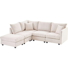 Carregar imagem no visualizador da galeria, 89x79&quot;Modern Sectional Sofa with Vertical Stripes,2 Pillows,5-Seat Couch with Convertible Ottoman,Various Combinations,L-Shape Indoor Furniture for Living Room,Apartment, 3 Colors

