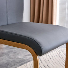 Load image into Gallery viewer, White stone burning tabletop with rubber wooden legs, foldable computer desk, foldable office desk, Modern PU leather high back cushion side chair with wood grain metal legs.
