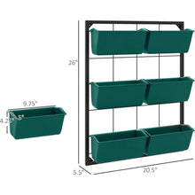 Carregar imagem no visualizador da galeria, 3-Tier Wall Planter with 6 Pots for Indoor and Outdoor Use, Hanging Plant Holder, Self Draining Wall Mounted Planter for Vegetables, Flowers, Herbs, Green
