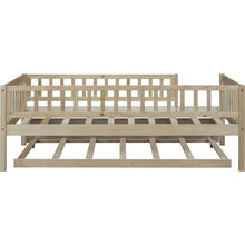 Load image into Gallery viewer, Twin Size Wood Daybed with Trundle and Fence Guardrails, Natural
