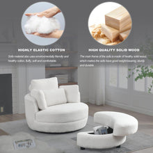 Load image into Gallery viewer, 39&quot; W Oversized Swivel Chair with moon storage ottoman for Living Room, Modern Accent Round Loveseat Circle Swivel Barrel Chairs for Bedroom Cuddle Sofa Chair Lounger Armchair, 4 Pillows, Teddy Fabric
