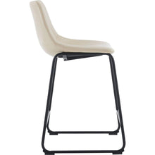 Load image into Gallery viewer, (Set of 2) Vintage Style 24-Inch Armless Industrial Faux Leather Counter Stool with Metal Legs and Footrest for Kitchen Island, Cafe, Pub, Bar Counter, Cream and Black
