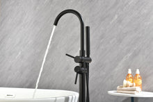 Cargar imagen en el visor de la galería, Mount Bathtub Faucet Freestanding Tub Filler Matte Black Standing High Flow Shower Faucets with Handheld Shower Mixer Taps Swivel Spout
