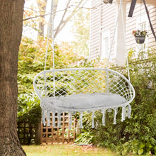Load image into Gallery viewer, 2-Person Hammock Chair Macrame Swing with Soft Cushion, Hanging Cotton Rope Chair for Indoor Outdoor Home Patio Backyard, Grey
