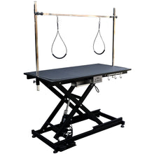 Load image into Gallery viewer, electric pet grooming table, 110V/220V professional groomer recommend super Deluxe electric pet grooming table, 110V/220V professional groomer recommend height adjust from 8 up to 36inch BLACK COLOR
