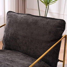 Carregar imagem no visualizador da galeria, 2 Sets 1 Case, Upholstered Hanging Armchair with Arm PocketsMetal frame, gold-plated craftsmanship, crushed foam cushions and skin-friendly woven fabric for living room and bedroom. Dark Gray
