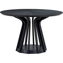 Load image into Gallery viewer, (1 Table+4 Chairs)Modern Dining Table Set of 5 pcs,Wooden Dining Table and Upholstered Chairs for Living Room,Round Kitchen Set with Sturdy Legs for Restaurant,Black
