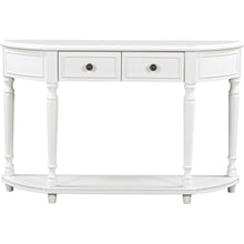 Load image into Gallery viewer, Retro Circular Curved Design Console Table with Open Style Shelf Solid Wooden Frame and Legs Two Top Drawers (White
