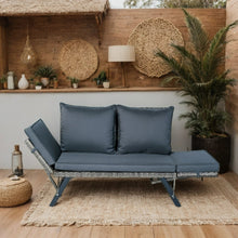 Load image into Gallery viewer, 1 PCS Patio Wicker Side Foldable Bench Patio Backyard Conversation Bench Grey Wicker + Dark Grey Cushion
