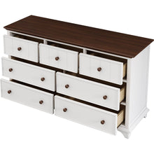 Cargar imagen en el visor de la galería, 3 Pieces Wooden Captain Bedroom Set Full Bed with Trundle, Nightstand and Dresser, White + Walnut
