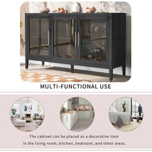 Load image into Gallery viewer, Wood Storage Cabinet with Three tempered glass doors and Adjustable Shelf,Suitable for living room, study and entrance
