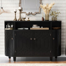 Load image into Gallery viewer, Curved Design Storage Cabinet made of Fraxinus Mandschuric Solid Wood Veneer, Featuring Four Doors and Adjustable Shelves, Suitable for Corridors, Entrances and Study.
