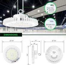 Cargar imagen en el visor de la galería, 200W LED UFO High Bay Light: 5000K, 28000 Lumens, Dimmable, IP65, Wide 120° Beam Angle for Industrial Illumination
