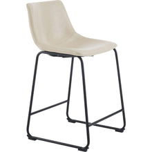 Load image into Gallery viewer, (Set of 2) Vintage Style 24-Inch Armless Industrial Faux Leather Counter Stool with Metal Legs and Footrest for Kitchen Island, Cafe, Pub, Bar Counter, Cream and Black
