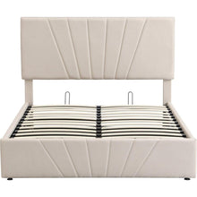 Load image into Gallery viewer, Full size Upholstered Platform bed with a Hydraulic Storage System - Beige
