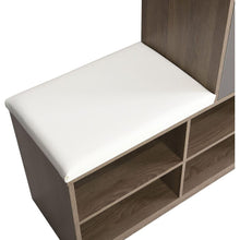 Cargar imagen en el visor de la galería, 2-in-1 Shoe Storage Bench &amp; Shoe Cabinets , Multi-functional Shoe Rack with Padded Seat, Versatile Shoe Storage Solution with Adjustable Shelves for Hallway, White
