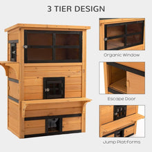 Carregar imagem no visualizador da galeria, 3-Story Cat House Feral Cat Shelter, Outdoor Kitten Condo with Raised Floor, Asphalt Roof, Escape Doors, Jumping Platforms, Yellow
